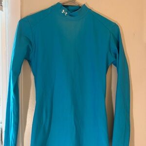 Under Armour Women’s Teal Long Sleeve Mock Neck Athletic Fitted Top Size Medium